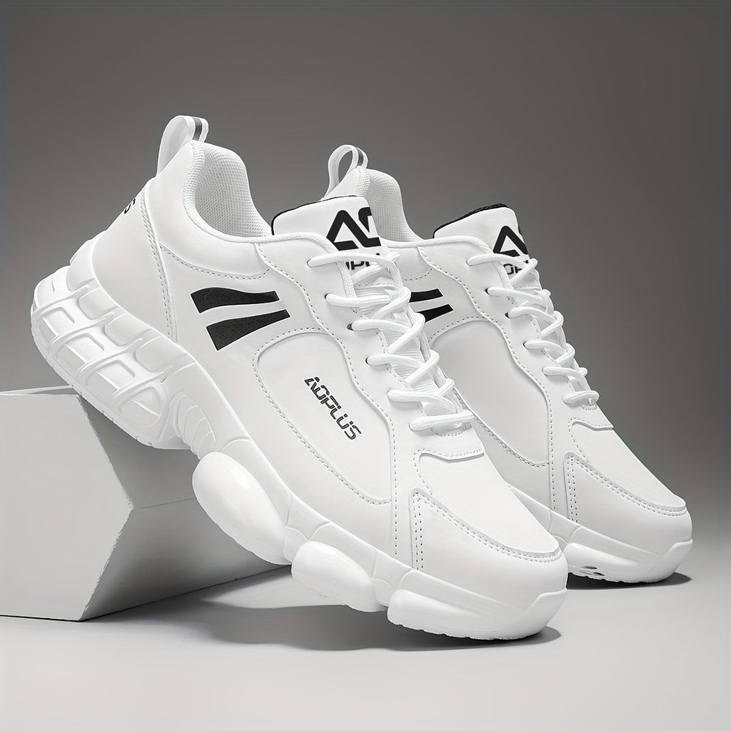 Wear-Resistant All-Season Men's Road Running Sneakers – Anti-Slip Lace-Up Low Top Athletic Shoes for Running Gym Casual Outdoor, Blue Black White, Wide Sizes US 6.5–13.5