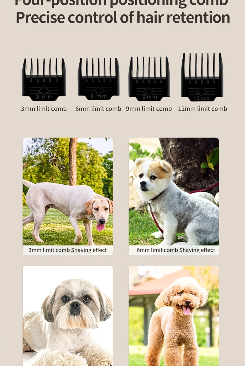 Dog Grooming Clippers Cordless Rechargeable LED Display - Professional Wireless Pet Hair Trimmer Detachable Blades 4 Comb Guides Low Noise 36V USB for Dogs Cats Small Animals