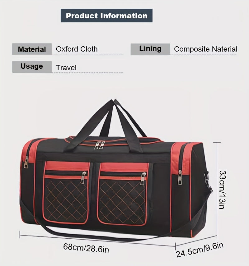 Heavy-Duty Large Capacity Travel Duffel Bag for Men & Women – Multi-Pocket Gym Bag with Adjustable Shoulder Strap & Zipper for Fitness, Weekend Trips, Business Travel & Outdoor Use, Red