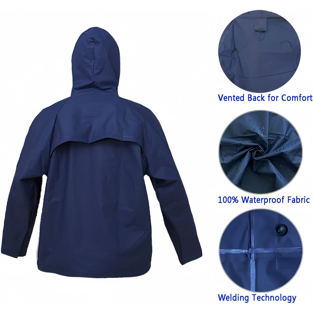 Waterproof Rain Suit for Men & Women – Lightweight Windproof Rain Coat with Pants, Packable Rain Gear for Hiking, Fishing, Cycling & Outdoor Sports, Navy Blue, S-XXXL