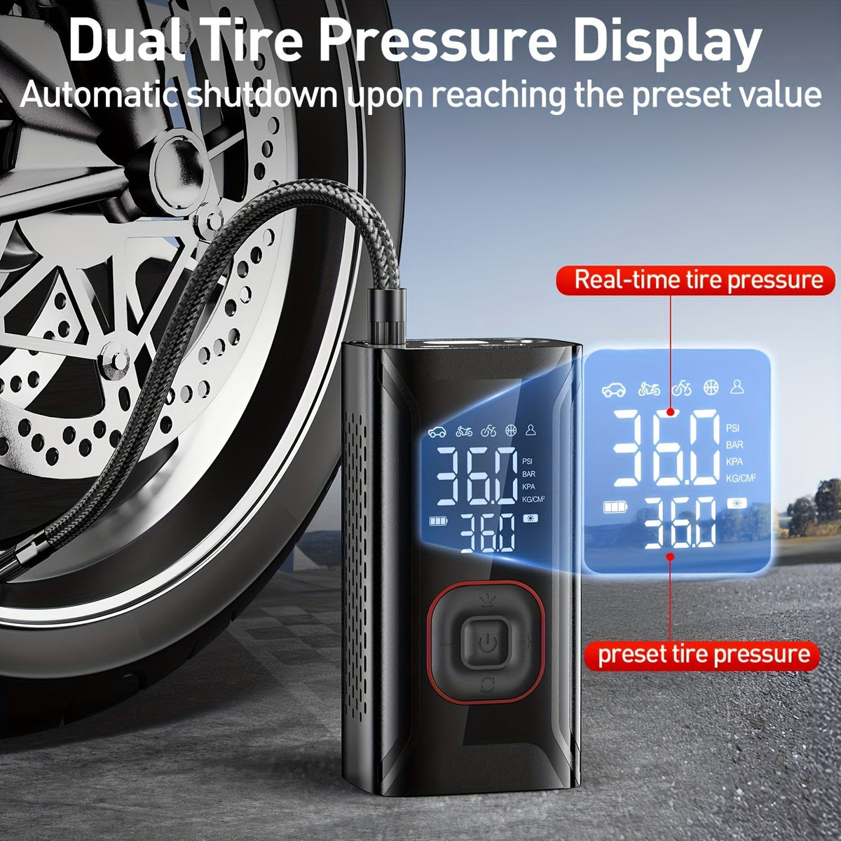 Cordless Digital Tire Inflator 150PSI Portable Air Compressor Pump with Protective Case for Car Motorcycle Bike SUV Truck Auto Emergency Flat Tire Kit Gift for Men Dad