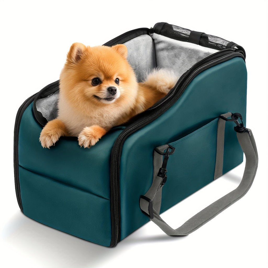 Pet Car Booster Seat with Safety Harness Center Console Dog Car Carrier Nest for Small Dogs Cats Portable Travel Pet Bed Easy-Clean Multiple Colors