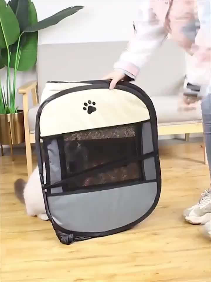 Octagonal Pet Playpen Tent Foldable Oxford Fabric - No Assembly Indoor Outdoor Dog Cat Enclosure Kennel Maternity Room M L XL Blue & Beige, Portable Collapsible Pet Exercise Pen