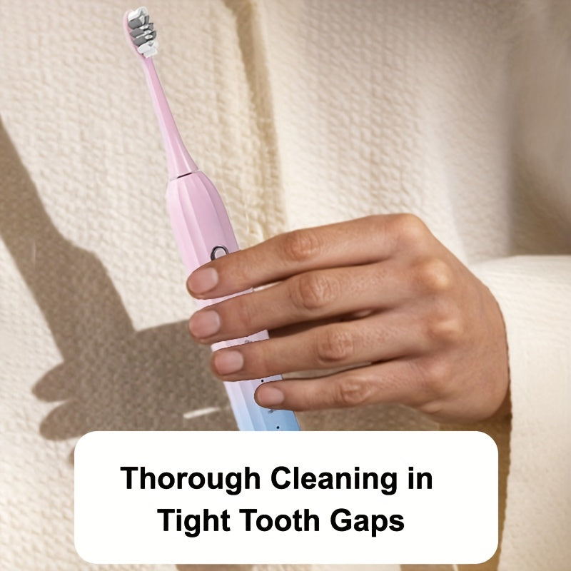 Sonic Electric Toothbrush IPX8 Waterproof USB Rechargeable 5 Replacement Brush Heads Smart 2-Minute Timer Metal Shaft Adults Men Women Couple Oral Care Black Pink Green