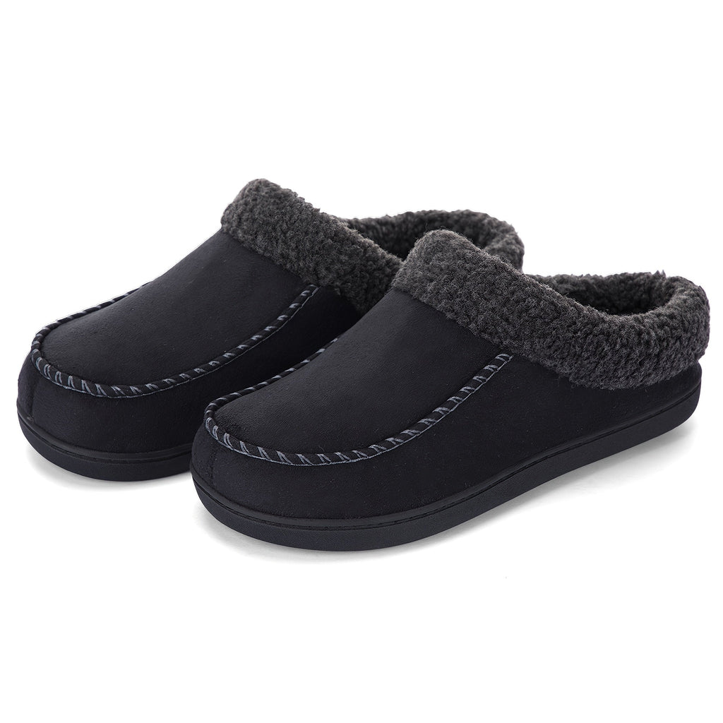 Men's Sheepskin Collar Loafers – Memory Foam Cushioning, Anti-Slip TPR Sole, Warm Lining, All-Season Indoor & Outdoor Slip-On Shoes – Coffee Brown, Camel, Black (US 7–12)