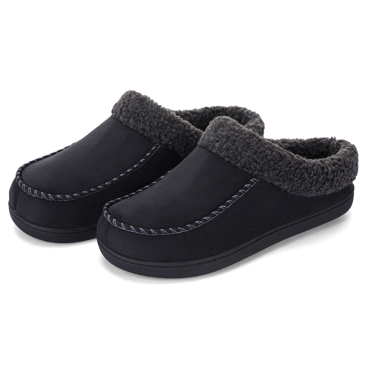 Men's Sheepskin Collar Loafers – Memory Foam Cushioning, Anti-Slip TPR Sole, Warm Lining, All-Season Indoor & Outdoor Slip-On Shoes – Coffee Brown, Camel, Black (US 7–12)