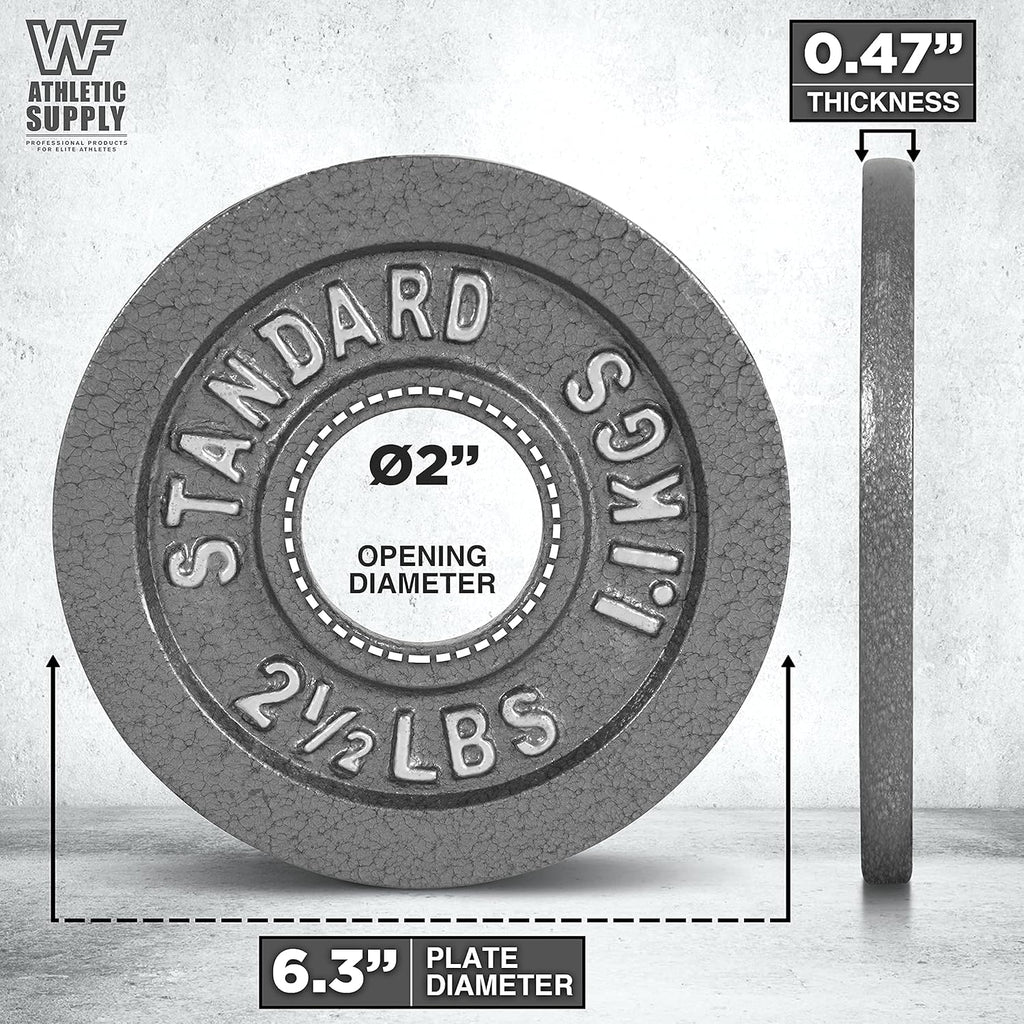 Cast Iron Weight Plates 2-Inch Solid Baked Enamel Finish for Strength Training Weightlifting Bodybuilding Powerlifting Home Gym Barbell 2.5 5 10 25 35 45 100LB
