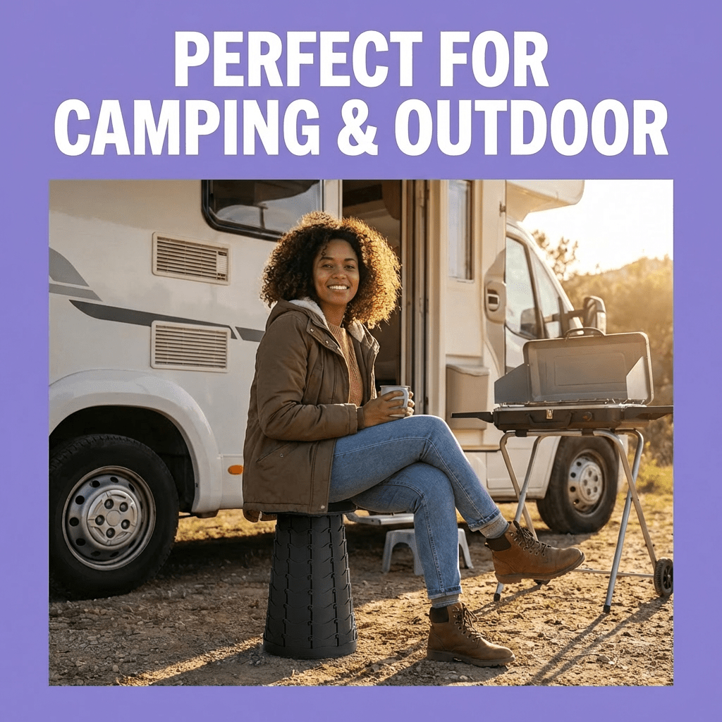 Collapsible Camping Stool 400 Lbs Capacity Ultra-Portable Lightweight Folding Seat - Folds Flat Fits in Backpack for Camping, Hiking, Fishing & Indoor Outdoor Use - Rainbow Option Available