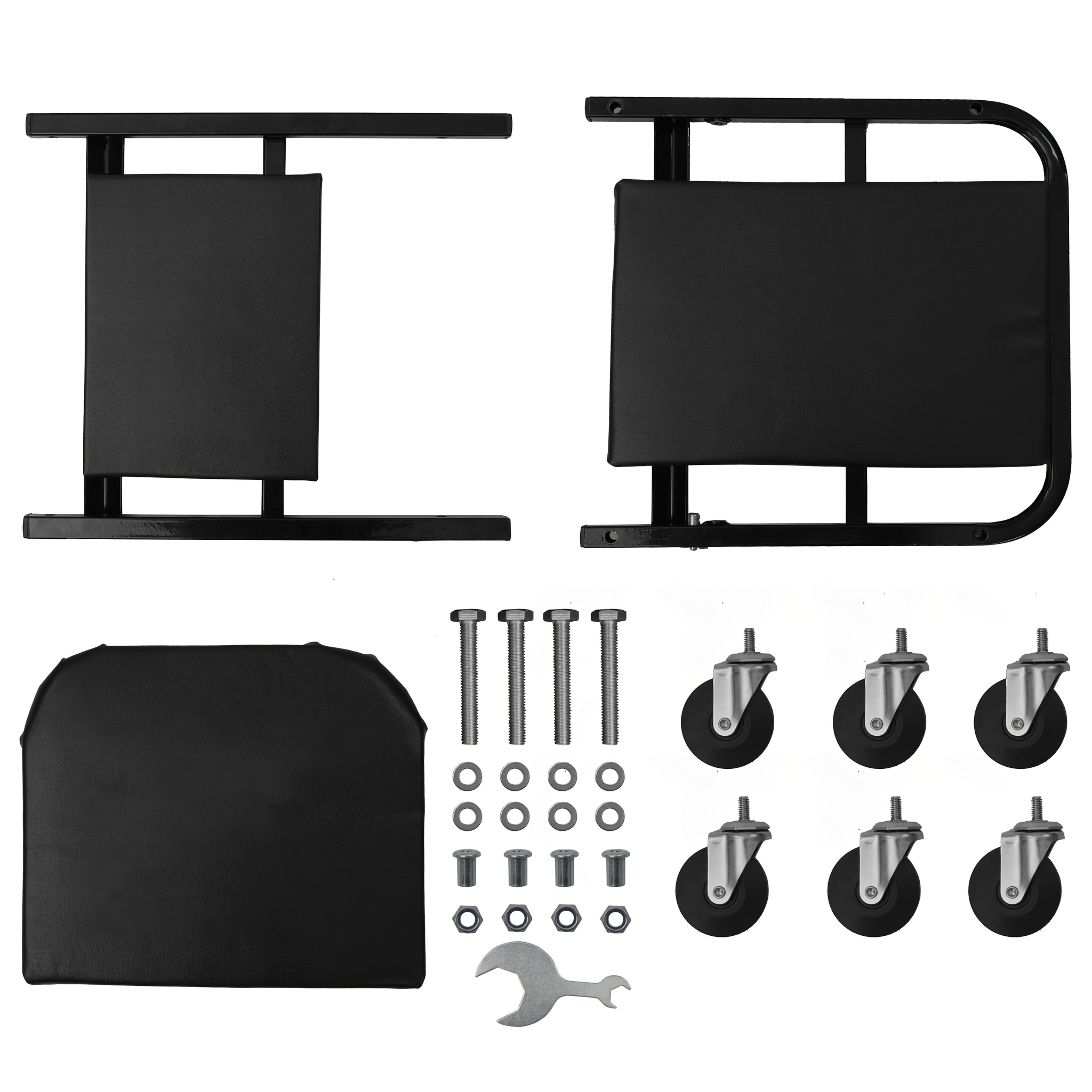 Foldable 2-in-1 Mechanic Creeper & Rolling Seat 300LB | 36 Inch Z-Crawler with 6 Swivel Wheels, Adjustable Headrest, Folding Car Repair Creeper for Garage Workshop – Black & Red