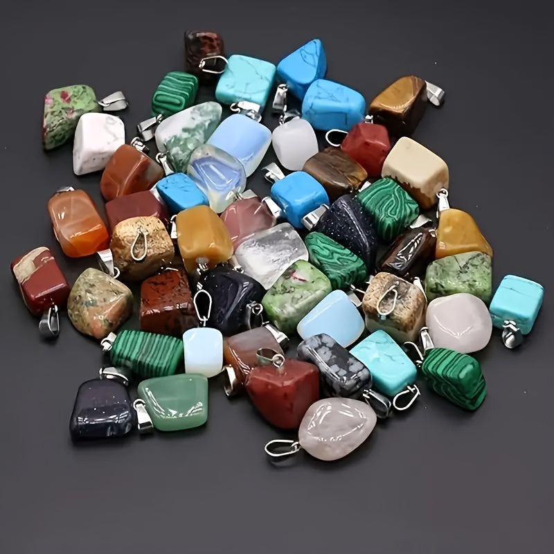 30 Pcs Natural Agate Stone Pendants for Jewelry Making – Irregular Boho Style, Mixed Colors, DIY Necklace & Bracelet Charms – Perfect for Crafters & Gift Giving