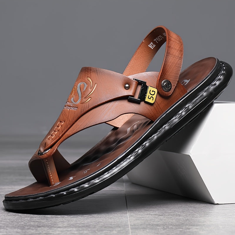 Arch Support Slip-On Men's Hiking Sandals Open Toe – Lightweight All-Season Sports Beach Walking Outdoor Shoes, Black Grey Brown, Wide Sizes US 7–13.5