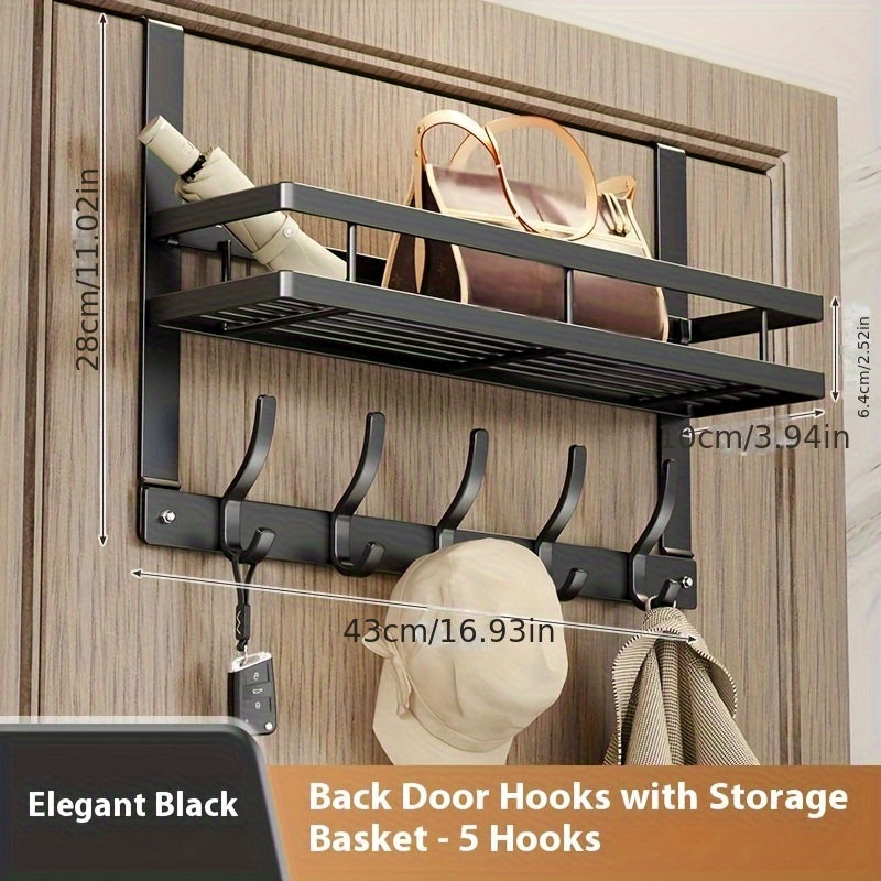 Over-the-Door Storage Rack with Hooks Heavy Duty Metal Organizer for Bedroom Bathroom Kitchen Closet Door Hanger No Tools Required 4 to 8 Hooks