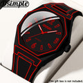 Analog Quartz Watch Unisex Round Dial Silicone Strap – Lightweight Casual Fashion Wristwatch 5 Colors Red Blue Black White Green, Birthday Back-to-School Gift for Men Women Teens