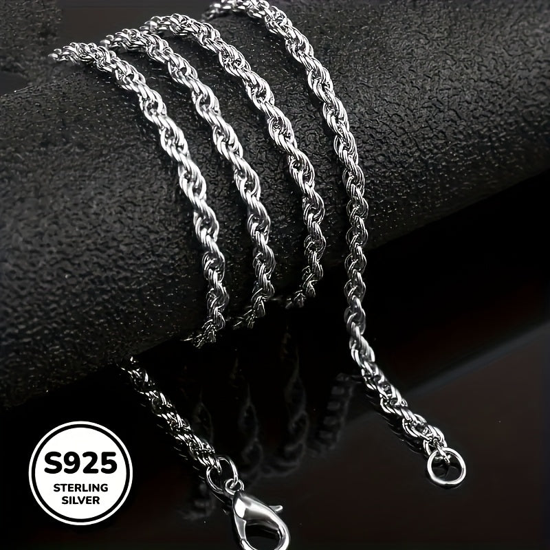 925 Sterling Silver Twisted Rope Chain Necklace for Women – Shiny Hip Hop Choker Layering Chain 16 18 20 22 24 Inch Elegant Silver Jewelry Gift for Her Birthday Anniversary Christmas