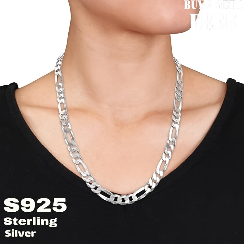 925 Sterling Silver Figaro Chain Necklace 8mm Wide Bold 6.25g Unisex – Heavy Retro Minimalist Chain for Men & Women 20in 24in Gift Box Included Birthday Anniversary Father's Day