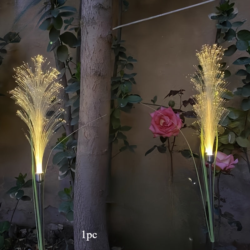 Solar Garden Stake Lights Golden Grass Design - Energy-Efficient Outdoor Decorative Lights for Yard Patio Balcony Pathway Nickel Battery Auto On Off Available in 1pc or 2pcs