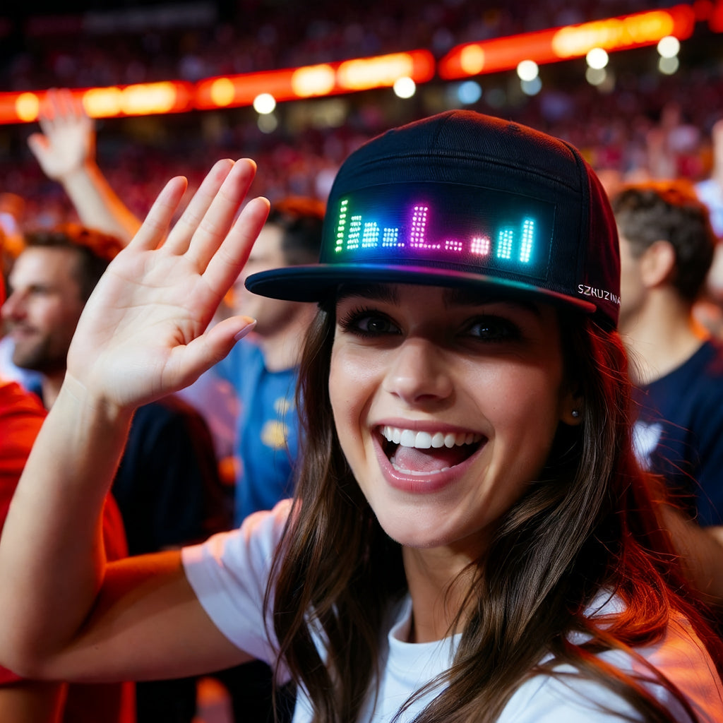 Programmable LED Hat APP Controlled Scrolling Text & Animation – Unisex Adjustable Smart Light Up Baseball Cap for Party Wedding Valentine's Day Carnival Festival in 3 Pixel Options