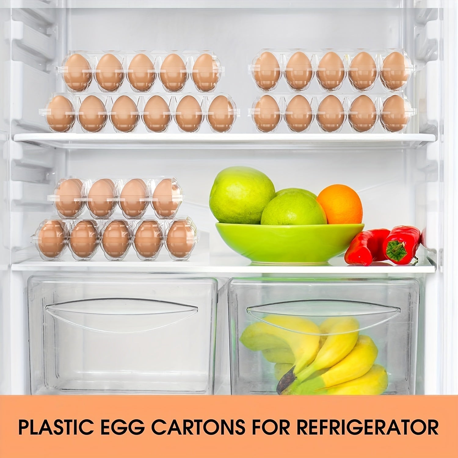 60-Pack Clear Plastic Egg Cartons 12-Cavity with Label Stickers – Bulk PET Egg Boxes for Home Kitchen, Ranch, Chicken Farm, Farmers Market & Refrigerator Storage, Holds Standard Dozen Eggs