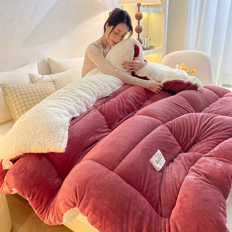 All Season Comforter – Thick Soft Quilted Box Stitch Solid Color, Ultra Breathable Machine Washable Duvet for Autumn Winter Spring, Twin Full Queen King Sizes