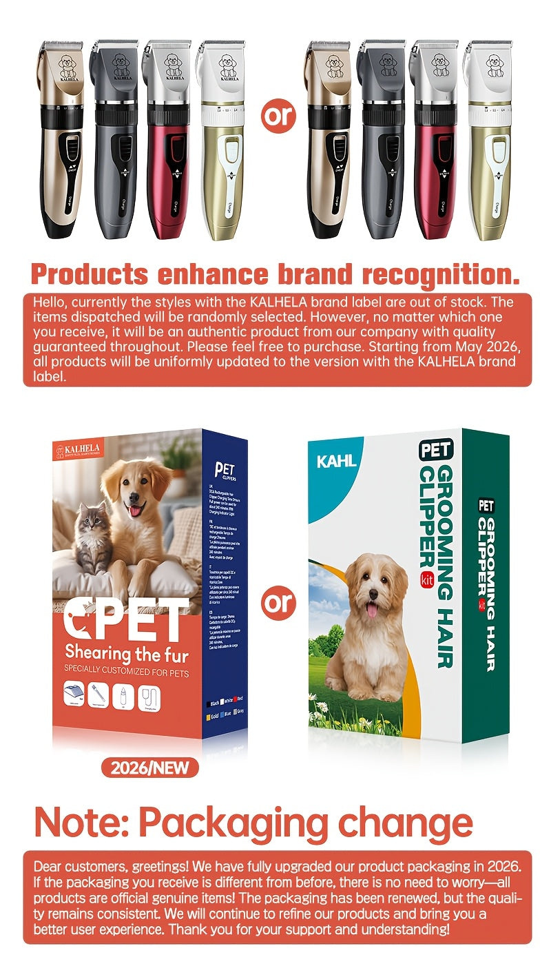 Dog Grooming Clippers Cordless Rechargeable LED Display - Professional Wireless Pet Hair Trimmer Detachable Blades 4 Comb Guides Low Noise 36V USB for Dogs Cats Small Animals