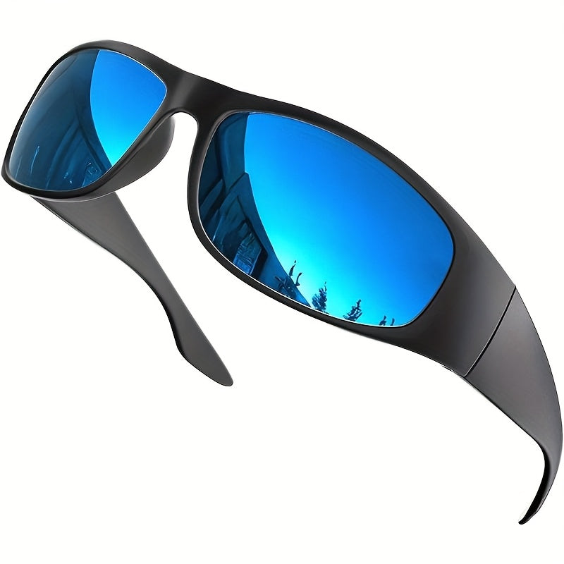 Super Dark Polarized Wrap Around Sunglasses UV400 Sport – Lightweight Unisex Eyewear Glossy Matte Frame Black Blue Yellow Lens, Driving Cycling Fishing Hiking Outdoor Gift