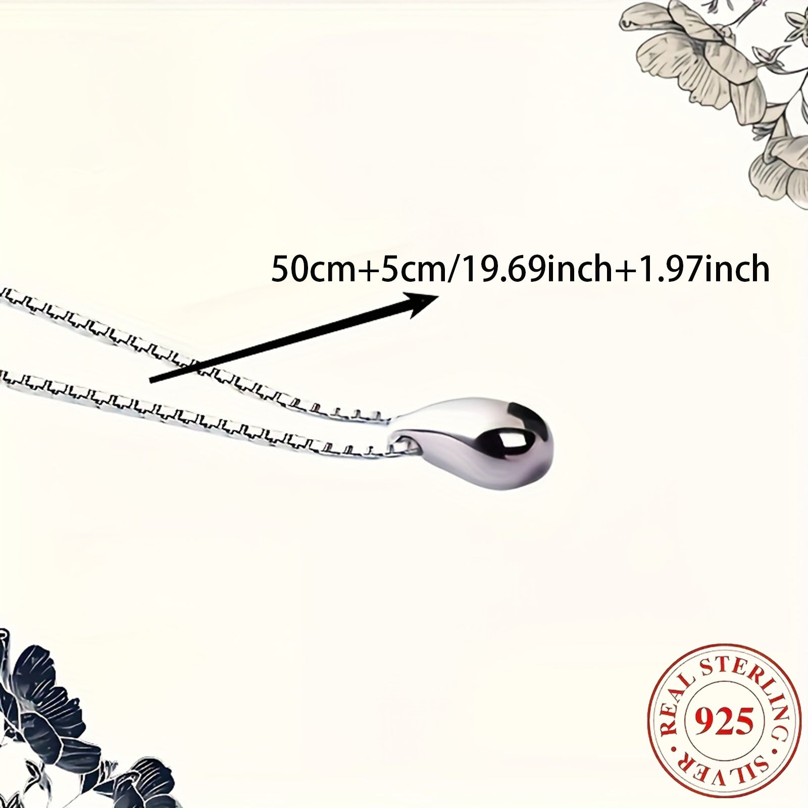 925 Sterling Silver Teardrop Pendant Necklace for Women – Elegant Dainty Minimalist Fine Jewelry Layering Necklace Gift for Her Christmas Valentine's Day Birthday Anniversary
