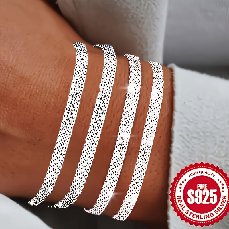 4pcs S925 Sterling Silver Braided Bracelet Set Stackable Woven Bangles for Women and Men Boho Minimalist Jewelry Gift