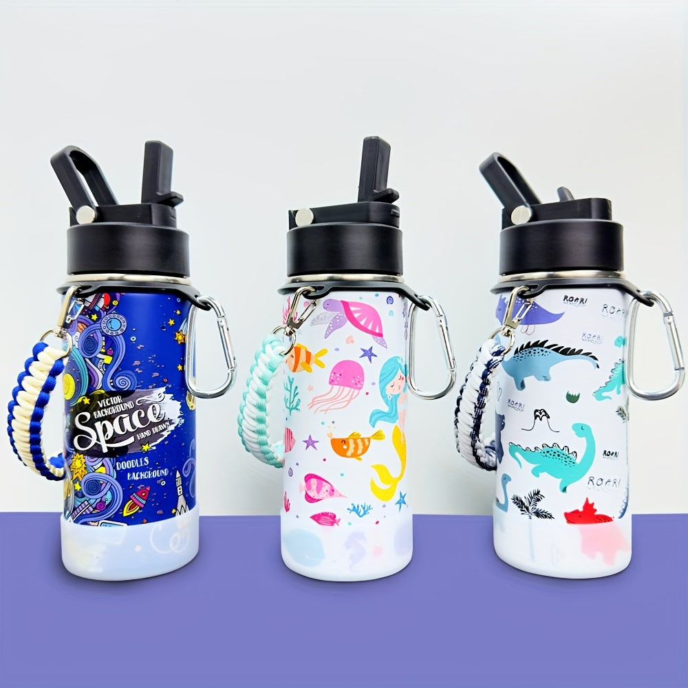 16oz Kids Stainless Steel Water Bottle – Vacuum Insulated, 3D Printed Design, Leak-Proof & BPA-Free, Cold 24H Hot 12H, Fun Styles for Boys & Girls – Perfect Gift for Students, School & Outdoor Activities