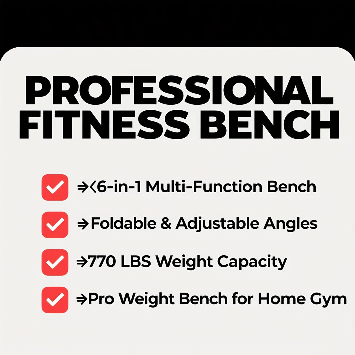 Foldable 6-in-1 Adjustable Weight Bench 770 LBS Home Gym – Flat Incline Decline Strength Training with Resistance Bands Preacher Curl Pad & Leg Developer for Full Body Workouts