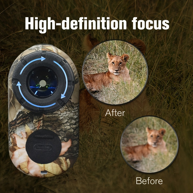 Laser Rangefinder 1200 Yards 6X Magnification Rechargeable – Slope Compensation Flagpole Lock Speed & Altitude Measurement Golf & Hunting Camo Rangefinder with Unit Conversion, LA12 Model