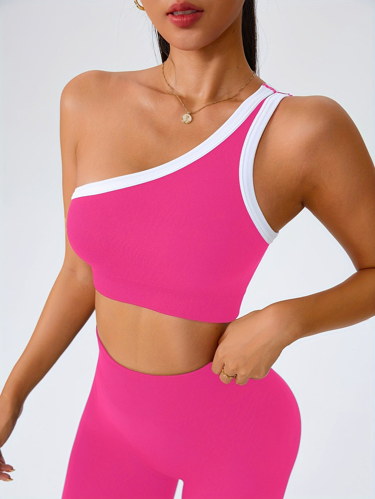 Women's Butt Lifting Leggings & Sports Bra Set 2 Piece High-Waisted 90% Polyamide – Stretchy Minimalist Yoga Running Workout Outfit with Camisole Top, 6 Colors S-XL