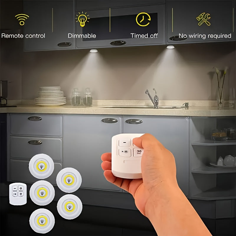 5-Pack LED Wireless Night Lights with Remote Control – Magnetic Adhesive Battery Operated Peel & Stick for Cabinet Hallway Bathroom Bedroom Kitchen Stairs Closet Home Decoration Easy Setup