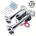 130dB Super Loud Double Tube Air Horn 12V/24V – Aluminum Alloy with Compressor, Quick Install for Trucks, SUVs, Motorcycles, Boats & Off-Road Vehicles