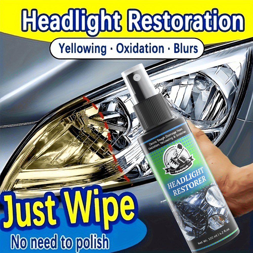 Headlight Restoration Liquid 4.06oz – No Polishing Required, Instantly Clears Cloudy & Yellowed Lenses, Quick DIY Headlight Repair Solution, Enhances Visibility & Brightness, Universal Fit for All Car Models, Headlight Cleaner & Refurbishment Fluid