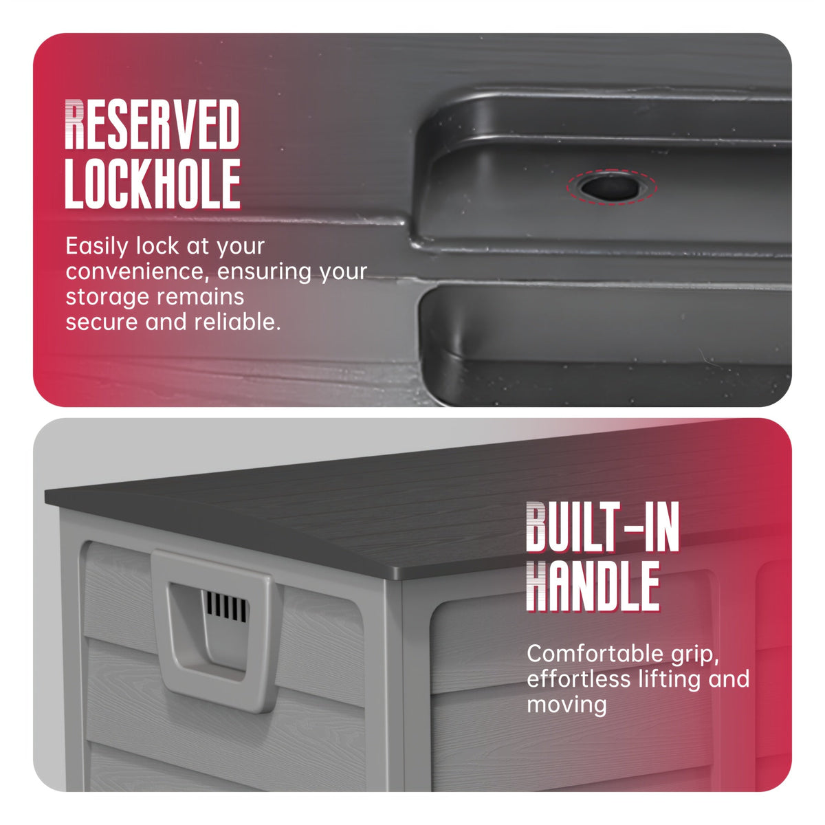 75 Gallon Resin Outdoor Storage Box with Handles Weatherproof Deck Box for Pool Accessories Garden Tools Patio Backyard