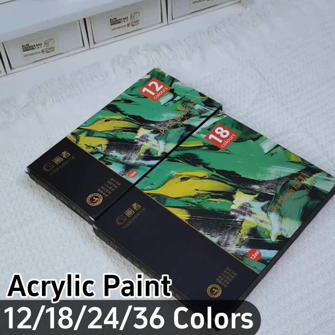 Acrylic Paint Set 12 18 24 or 36 Colors 0.41oz Tubes – Fade-Resistant Non-Toxic Fast-Drying Acrylic Paints for Canvas Wood Rock Fabric Ceramics Clothing and Wall Art – Beginner and Professional Artist Supplies