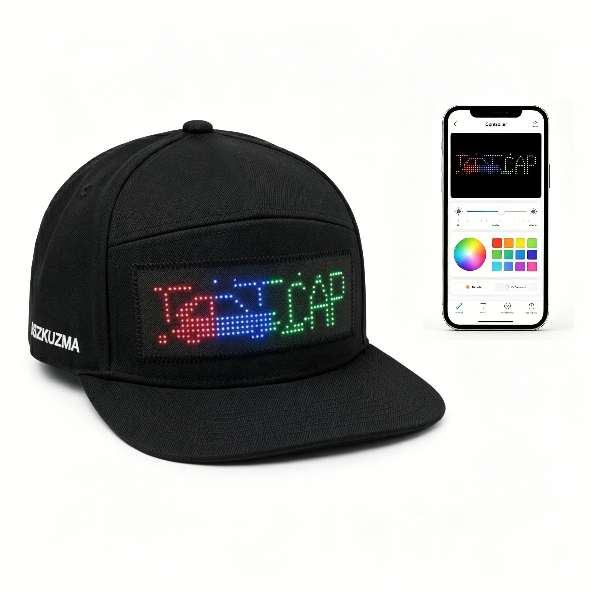 Programmable LED Hat APP Controlled Scrolling Text & Animation – Unisex Adjustable Smart Light Up Baseball Cap for Party Wedding Valentine's Day Carnival Festival in 3 Pixel Options