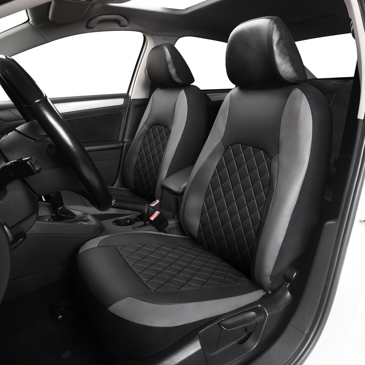 Universal Car Seat Covers Full Set Faux Leather – 5-Seat Front & Rear Bench for SUV, Truck, Jeep & BMW, Fits 40/60 & 50/50 Split, Headrest & Seatbelt Compatible, Scratch-Proof