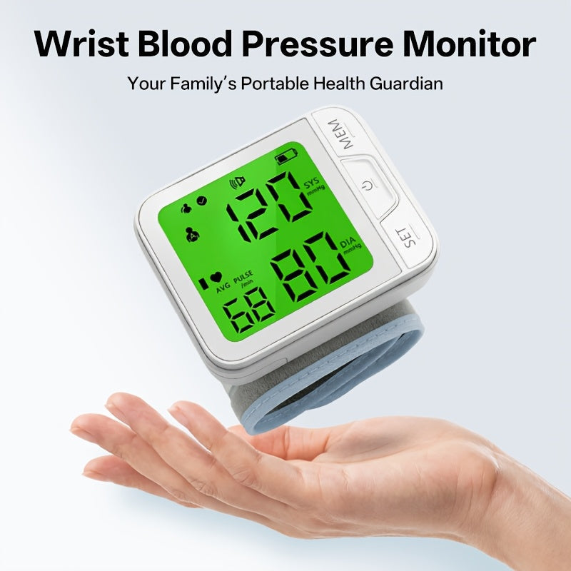 Wrist Blood Pressure Monitor Automatic Digital BP Cuff with Large LCD Display – Pulse Rate & Irregular Heartbeat Detection, Portable Home Use for Seniors & Adults, One-Button Operation