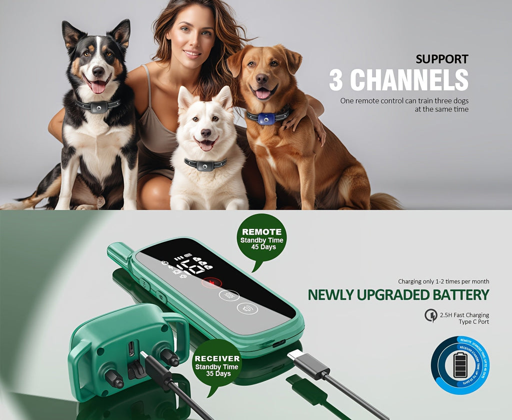 Dog Training Collar with Remote 3 Training Modes Beep Vibration Shock E-Collar for Medium Large Dogs Smart Icon Remote Receiver Function