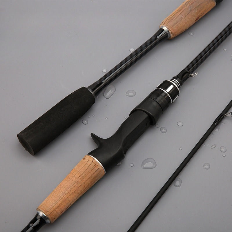 Carbon Fiber Fishing Lure Rod 180cm (70.86") Wooden Handle – Lightweight M-Tuned Two-Section Casting Rod for All Waters, Freshwater & Saltwater Bass Fishing Rod for Men & Women
