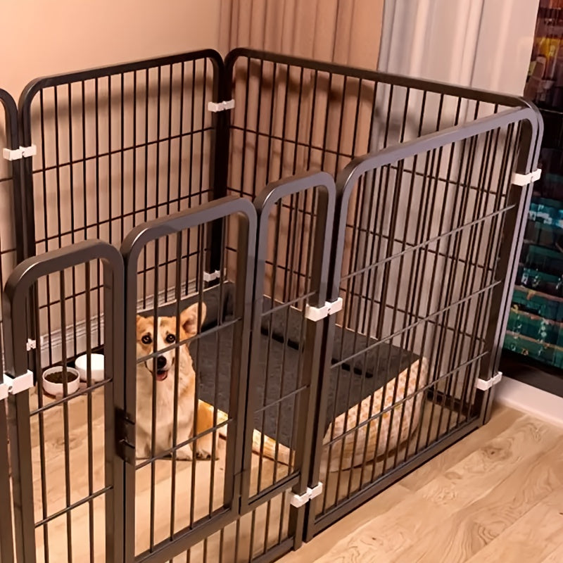 Stainless Steel Indoor Dog Enclosure – Multi-Functional Pet Pen with Resting, Play & Potty Training Zones for Small & Medium Dogs, Pre-Assembled Easy Setup, Black or White