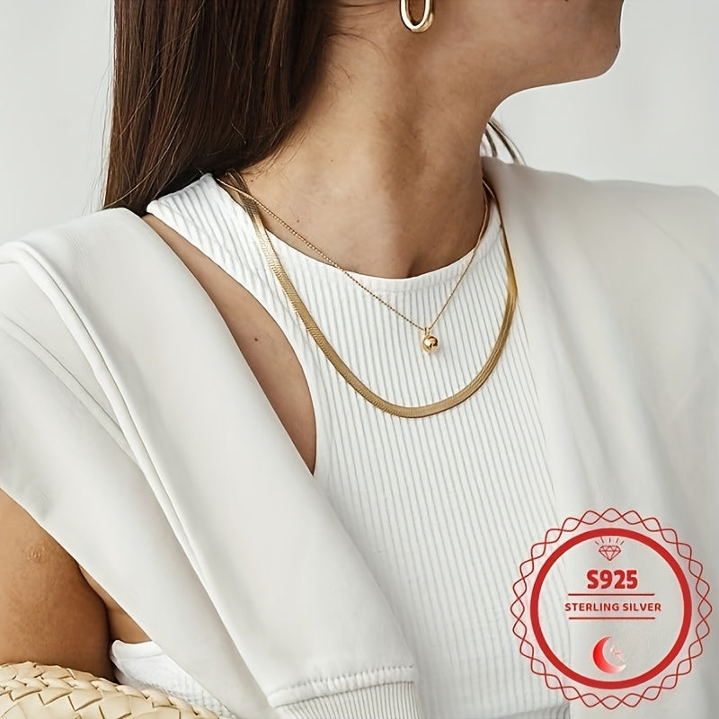 8mm Bold Italian Herringbone Chain Necklace – 24K Gold Plated 925 Sterling Silver Wide Flat Snake Chain for Women Men 18–24 Inch Statement Jewelry Gift