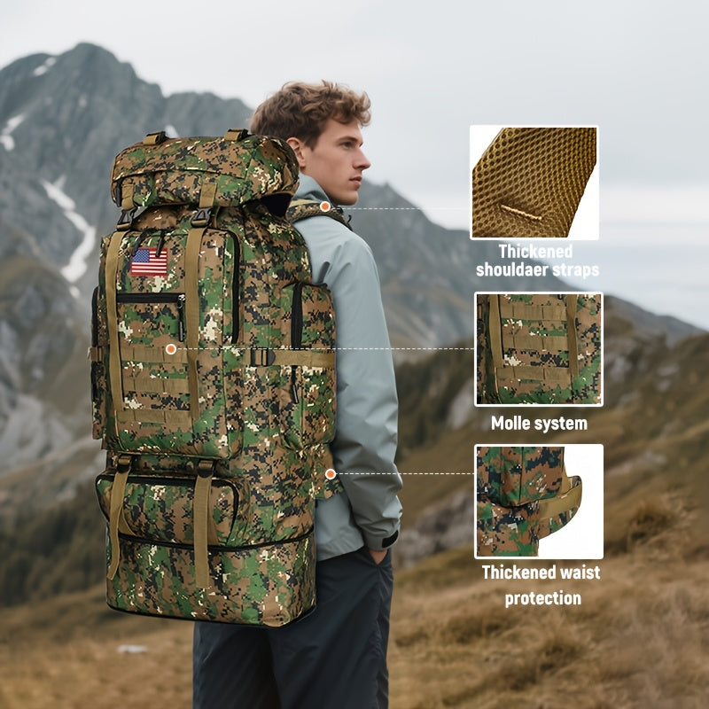 100L Tactical Backpack Large Capacity Molle Hiking Backpack with Multiple Compartments & Ergonomic Straps - Heavy Duty for Camping, Travel, Trekking & Outdoor Adventures