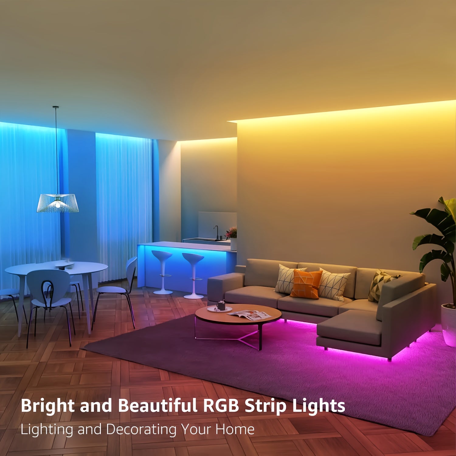 LED Strip Lights 100ft RGB Color Changing with Remote Control – Stepless Dimming, Flashing & DIY Modes, Indoor TV Backlight for Bedroom, Living Room, Kitchen, Stairs, Party & Holiday Decor | 50ft & 100ft