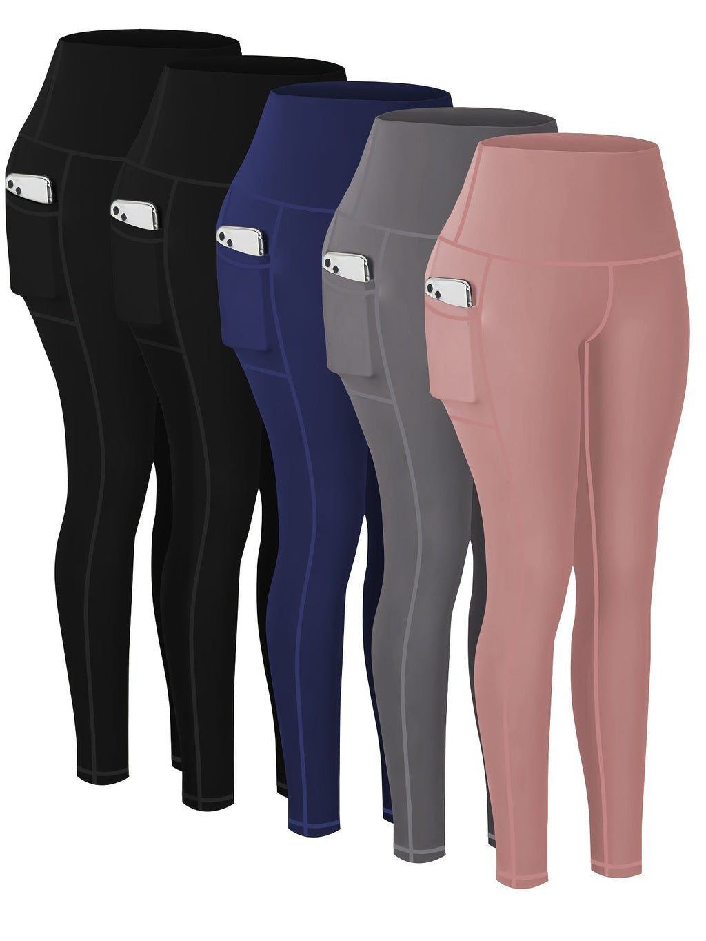 Women's Compression Yoga Pants 5 Pack 7/8 Length High-Waist – Printed Fitness Leggings with Leopard Camo & Solid Patterns for Gym Running Pilates, Athletic Tracksuit Bottoms S-XXL