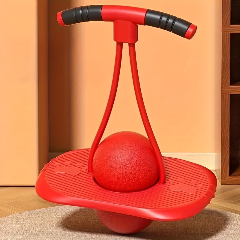 Bounce Ball with Handle for Kids & Adults – Anti-Burst High-Elasticity Fitness Hopper Ball for Indoor & Outdoor Exercise, Balance & Coordination Training, No Battery Needed | Purple, Red & Blue