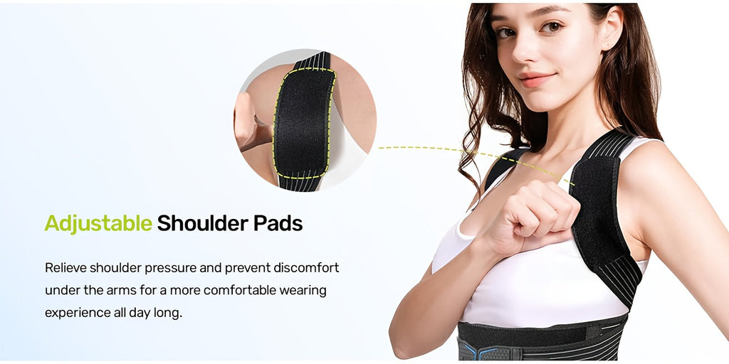 Posture Corrector Vest Adjustable Shoulder Straightening Brace – Padded Shoulder Cushions & Soft Underarm Bands, Unisex Back Support for Daily Wear, Men Women, Small to X-Large, Father's Day Gift