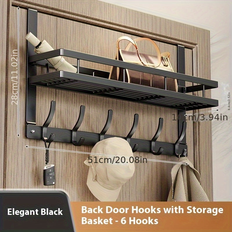 Over-the-Door Storage Rack with Hooks Heavy Duty Metal Organizer for Bedroom Bathroom Kitchen Closet Door Hanger No Tools Required 4 to 8 Hooks