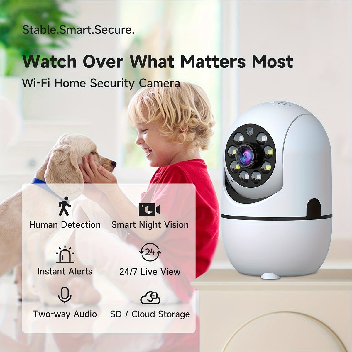 2-Pack Indoor Security Camera 355° Pan Tilt – Dual Band 2.4G/5G WiFi Alexa Compatible Motion Detection Full-Color Night Vision Two-Way Audio Cloud & 256GB TF Storage Baby & Pet Monitor